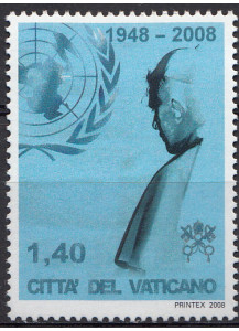 2008 Vaticano Visita benedetto XVI all'ONU 1 Valore Sassone 1473